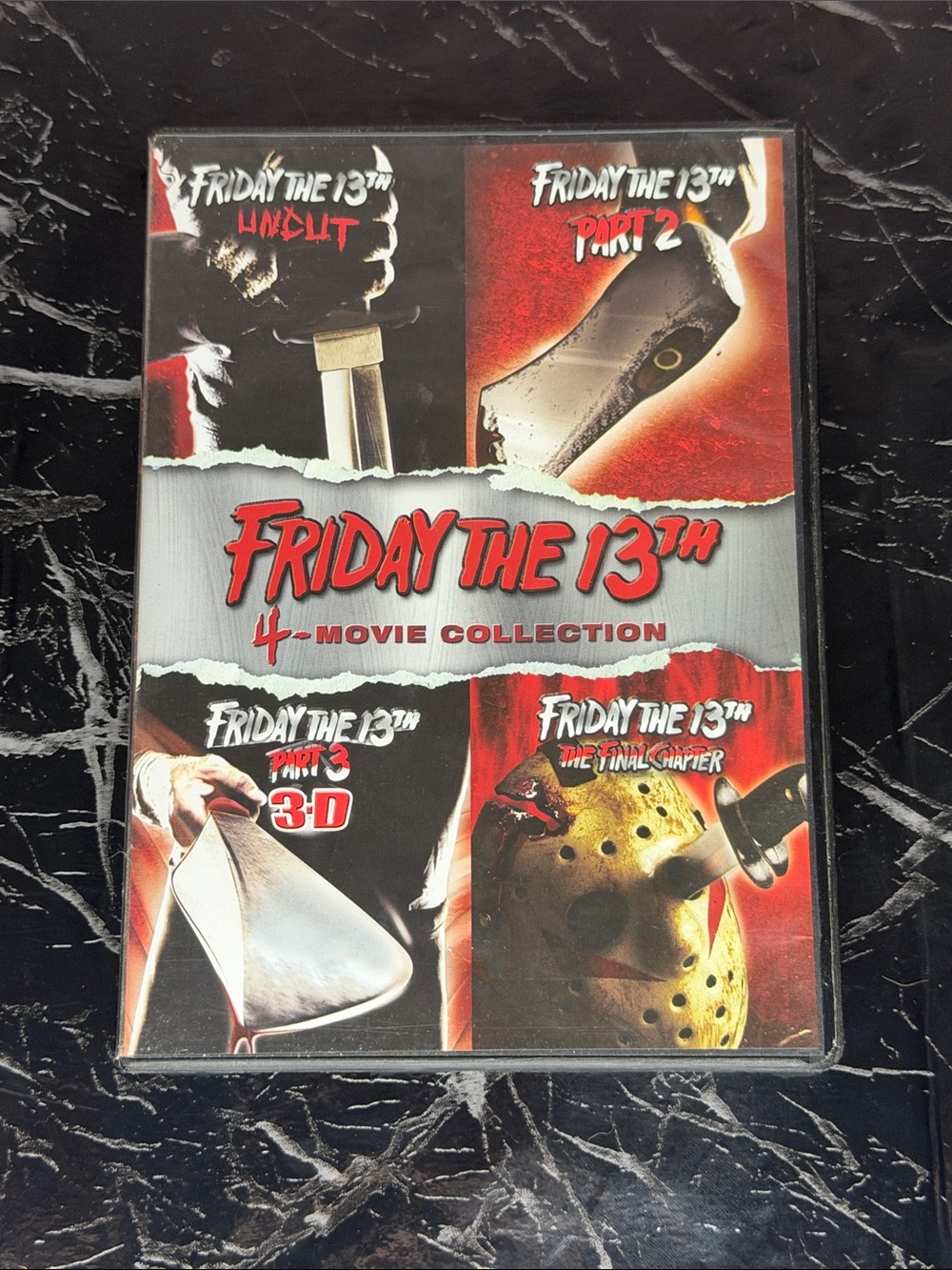 Friday the 13th, four movie collection DVD, open but never watched or used